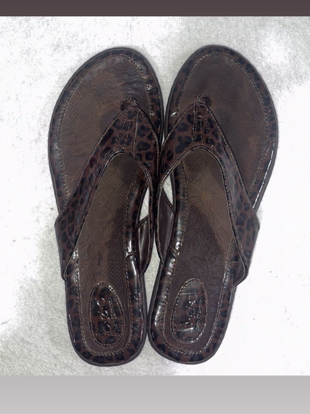 Source Unknown Brown Leopard-Print Thong Sandals